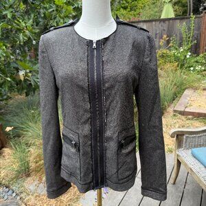 Elie Tahari Dina Tweed Military Jacket Sz 8